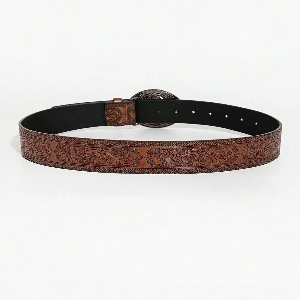 Brown Rose Buckle Casual Women's  Polyurethane faux leather Belt